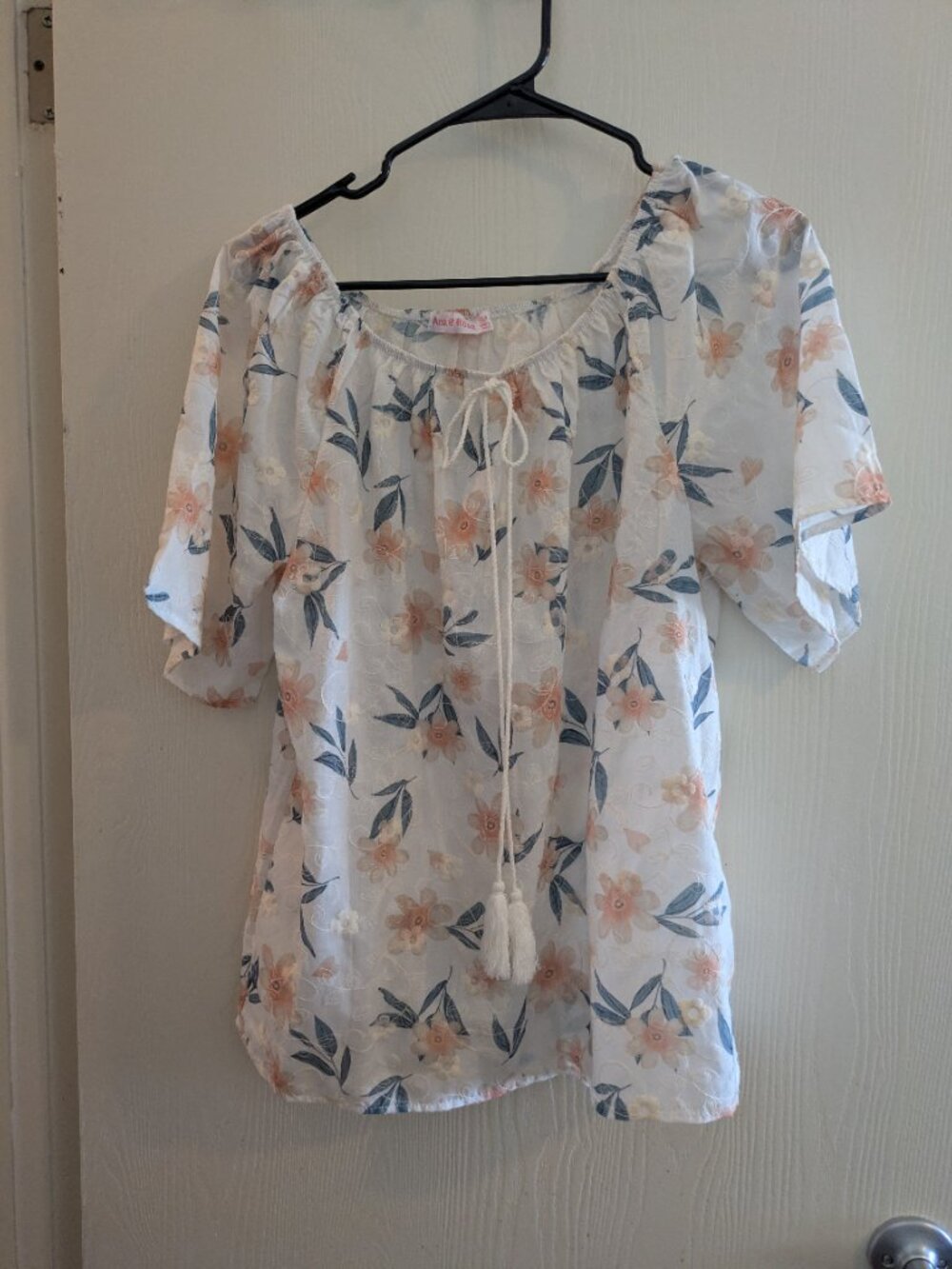 Ana & Rose Floral Peasant Boho Tie Front Flutter Sleeve Top Size XLP